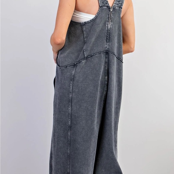 Easel Women's Mineral Washed Black Overalls - Picture 8 of 9